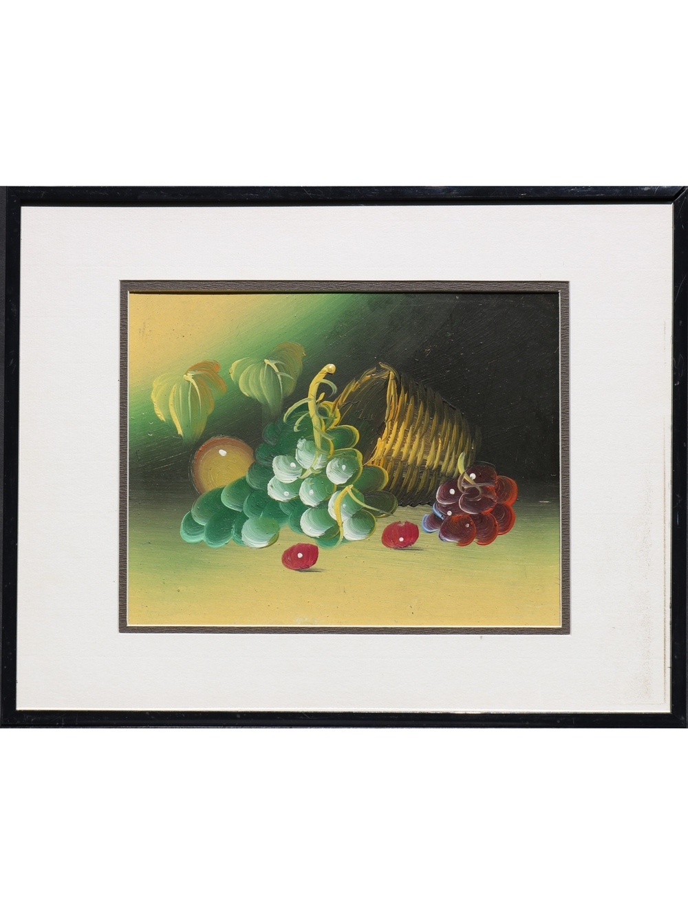 Grapes original framed artwork still life oil painting